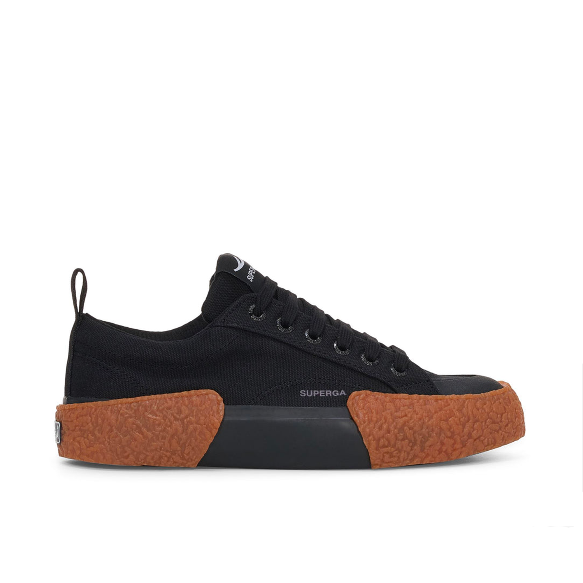 Sneakers in tela con platform e suola miele SUPERGA X TEMY 2660 STRIPE BIG BUMPERS NERO