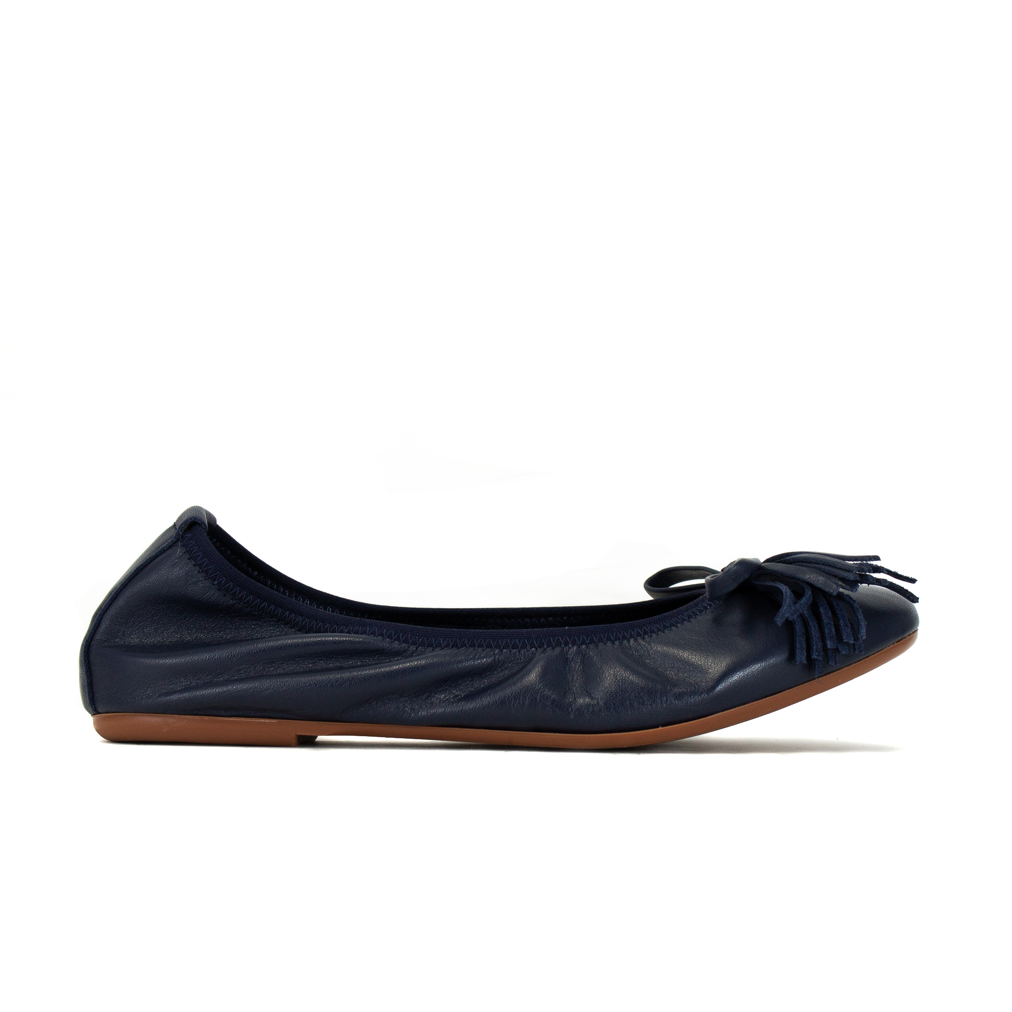Ballerina bassa con rialzo in pelle blu fiocchino - TEMY - MINNI PON ...
