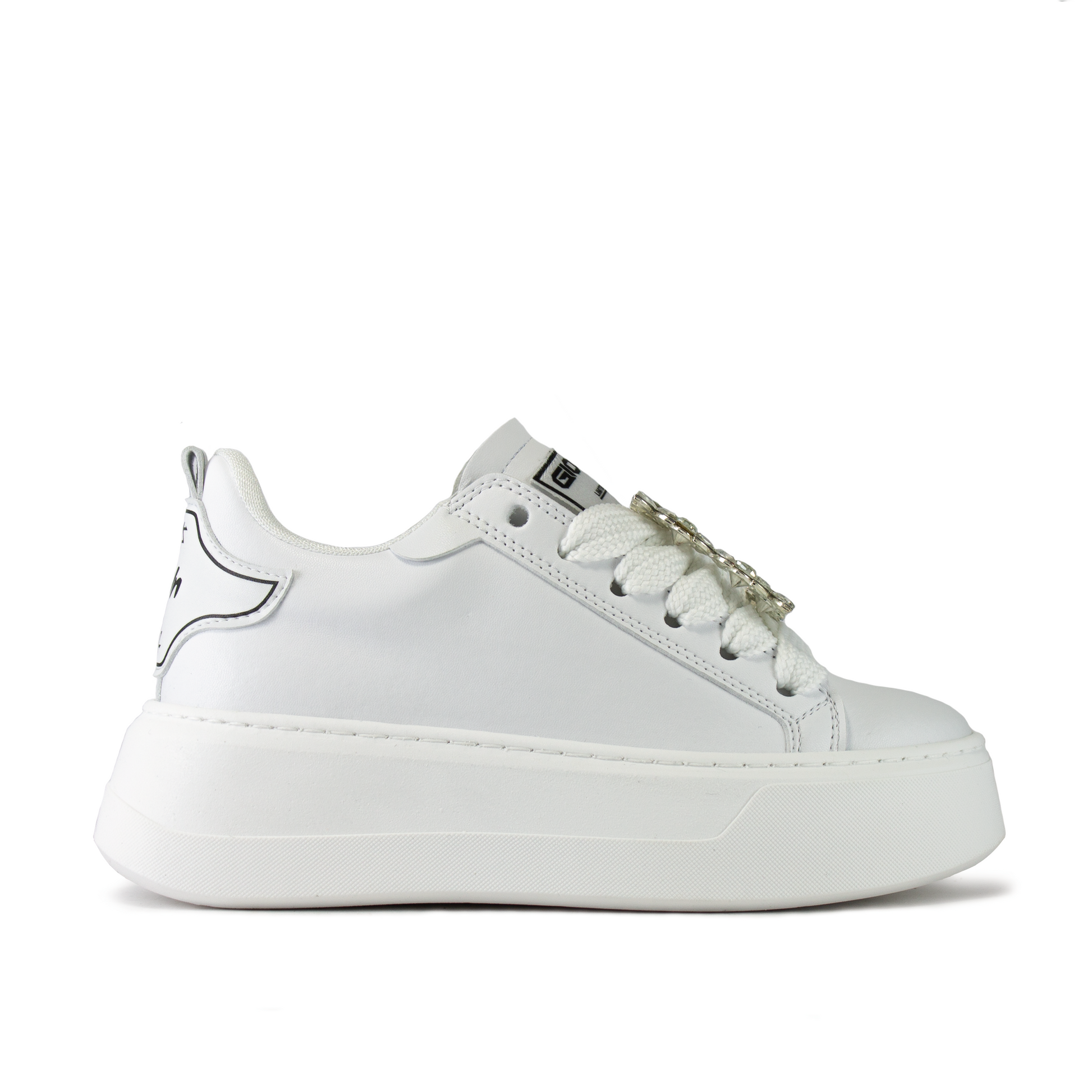 Sneakers platform in pelle strass GIOSELIN X TEMY JOIA BIANCO