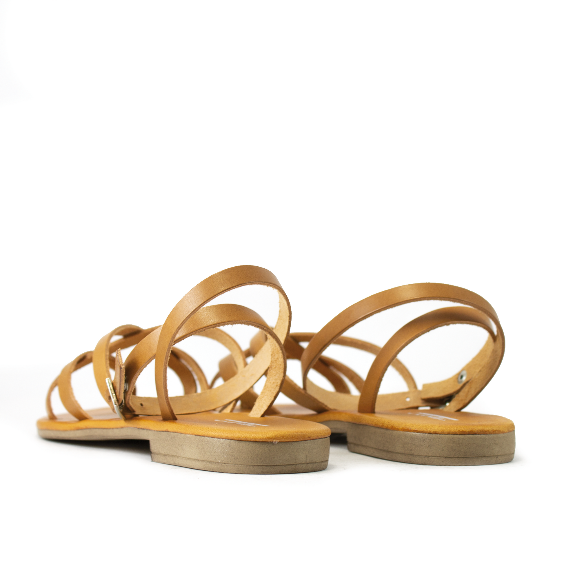 Sandalo basso infradito laccino caviglia in pelle marrone TEMY