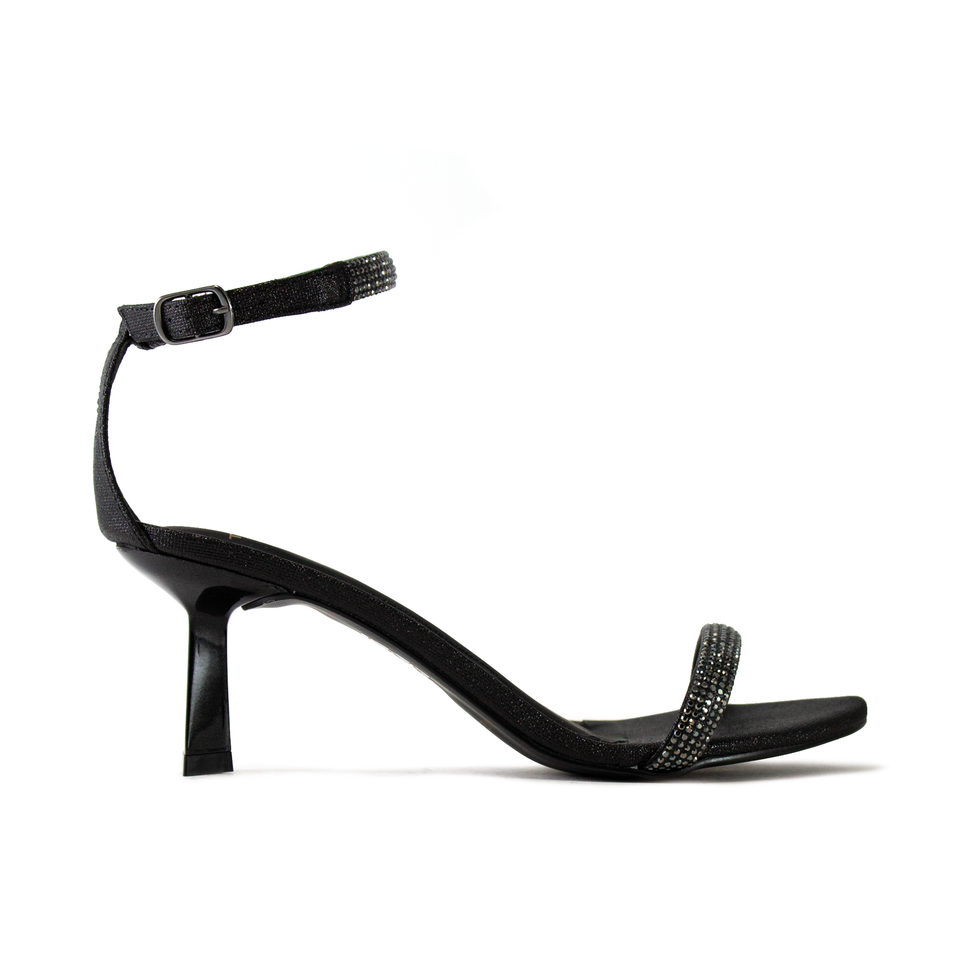 Sandalo gioiello tacco rocchetto con fascia e laccino caviglia